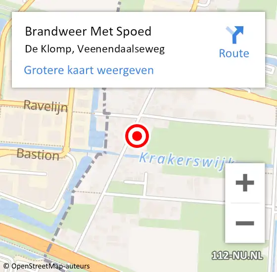 Locatie op kaart van de 112 melding: Brandweer Met Spoed Naar De Klomp, Veenendaalseweg op 12 november 2022 00:14