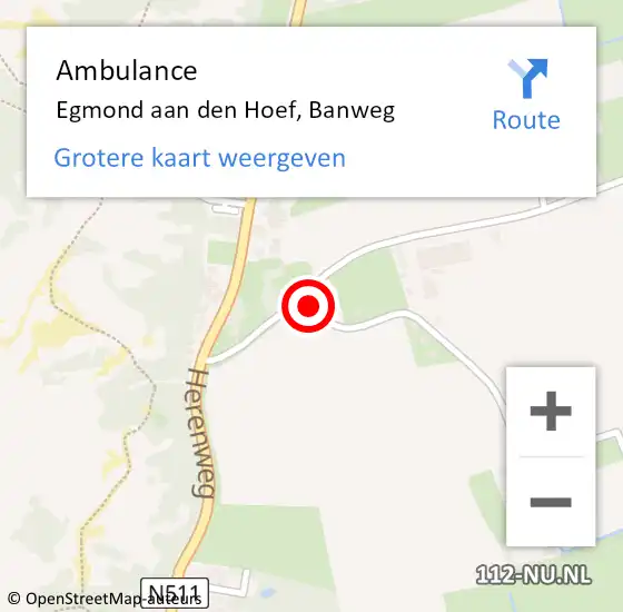 Locatie op kaart van de 112 melding: Ambulance Egmond aan den Hoef, Banweg op 4 augustus 2014 17:32