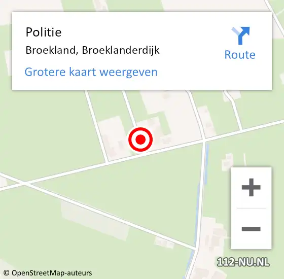 Locatie op kaart van de 112 melding: Politie Broekland, Broeklanderdijk op 12 november 2022 00:19
