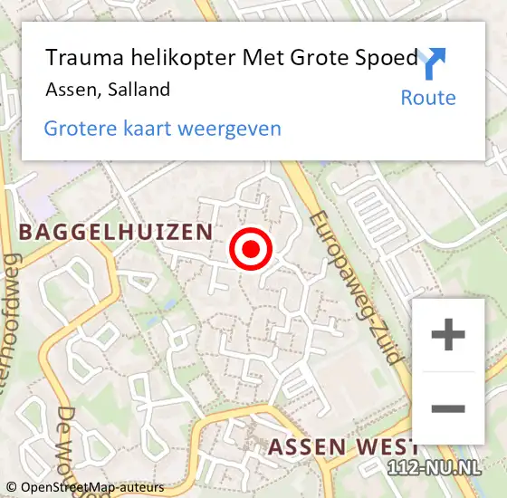 Locatie op kaart van de 112 melding: Trauma helikopter Met Grote Spoed Naar Assen, Salland op 12 november 2022 00:50