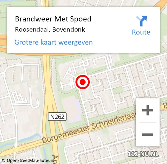 Locatie op kaart van de 112 melding: Brandweer Met Spoed Naar Roosendaal, Bovendonk op 12 november 2022 01:11