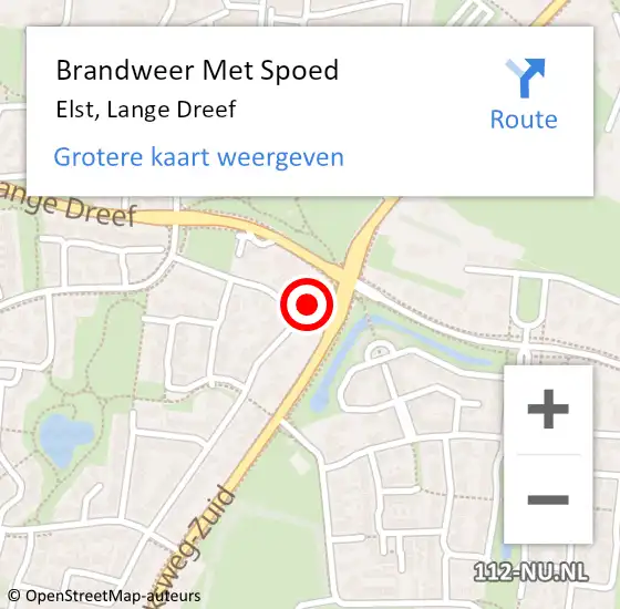 Locatie op kaart van de 112 melding: Brandweer Met Spoed Naar Elst, Lange Dreef op 12 november 2022 01:16
