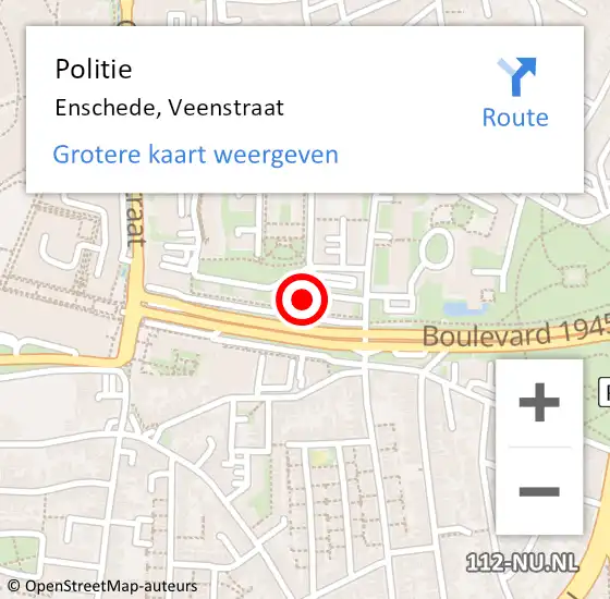 Locatie op kaart van de 112 melding: Politie Enschede, Veenstraat op 12 november 2022 02:47