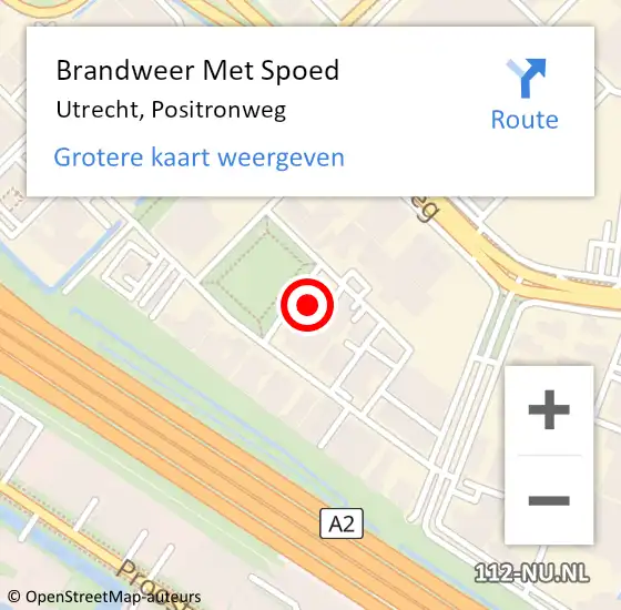 Locatie op kaart van de 112 melding: Brandweer Met Spoed Naar Utrecht, Positronweg op 12 november 2022 03:04
