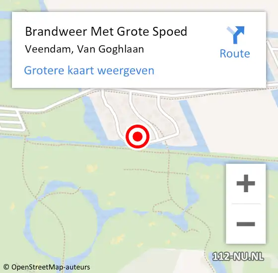 Locatie op kaart van de 112 melding: Brandweer Met Grote Spoed Naar Veendam, Van Goghlaan op 12 november 2022 04:12