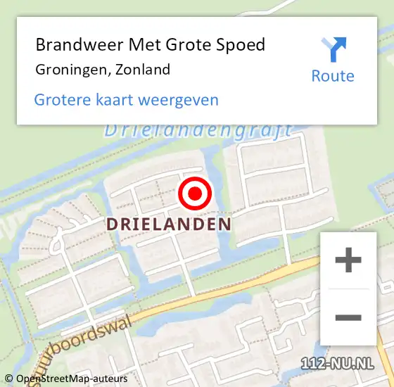 Locatie op kaart van de 112 melding: Brandweer Met Grote Spoed Naar Groningen, Zonland op 12 november 2022 04:33