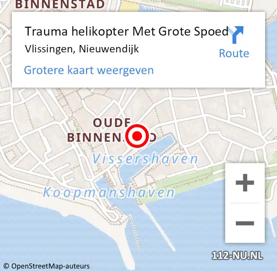 Locatie op kaart van de 112 melding: Trauma helikopter Met Grote Spoed Naar Vlissingen, Nieuwendijk op 12 november 2022 05:03