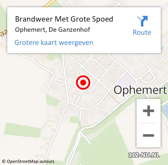 Locatie op kaart van de 112 melding: Brandweer Met Grote Spoed Naar Ophemert, De Ganzenhof op 12 november 2022 05:21