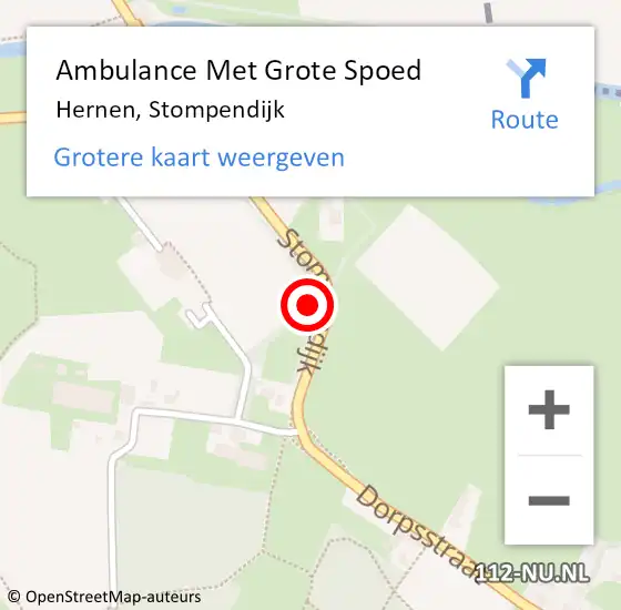 Locatie op kaart van de 112 melding: Ambulance Met Grote Spoed Naar Hernen, Stompendijk op 12 november 2022 05:43