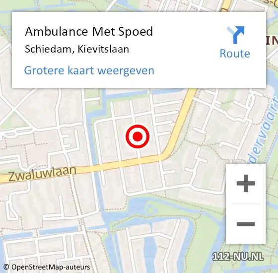 Locatie op kaart van de 112 melding: Ambulance Met Spoed Naar Schiedam, Kievitslaan op 12 november 2022 06:15