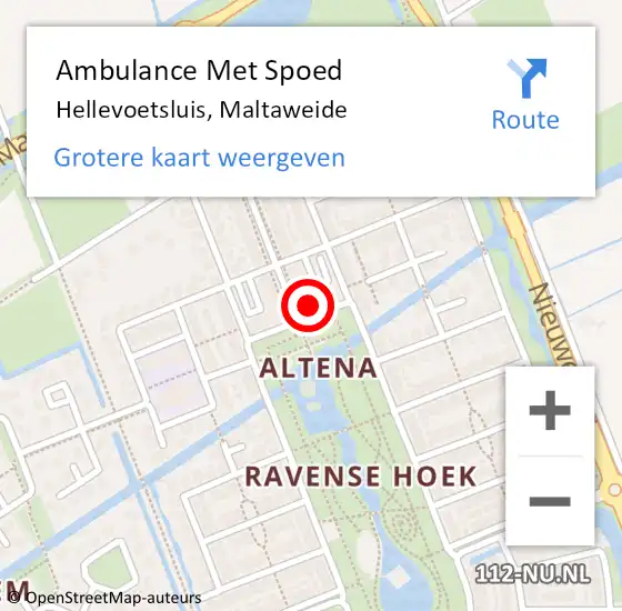 Locatie op kaart van de 112 melding: Ambulance Met Spoed Naar Hellevoetsluis, Maltaweide op 12 november 2022 06:38