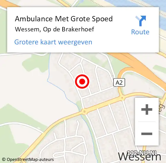 Locatie op kaart van de 112 melding: Ambulance Met Grote Spoed Naar Wessem, Op de Brakerhoef op 12 november 2022 07:01