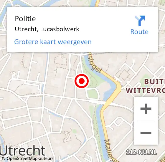 Locatie op kaart van de 112 melding: Politie Utrecht, Lucasbolwerk op 12 november 2022 07:14