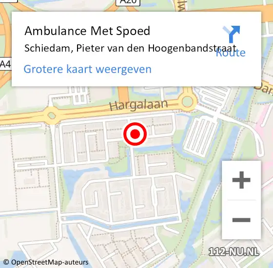 Locatie op kaart van de 112 melding: Ambulance Met Spoed Naar Schiedam, Pieter van den Hoogenbandstraat op 12 november 2022 07:26