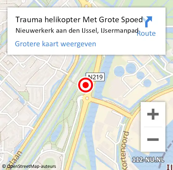 Locatie op kaart van de 112 melding: Trauma helikopter Met Grote Spoed Naar Nieuwerkerk aan den IJssel, IJsermanpad op 12 november 2022 08:01