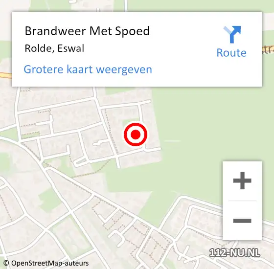 Locatie op kaart van de 112 melding: Brandweer Met Spoed Naar Rolde, Eswal op 12 november 2022 08:32