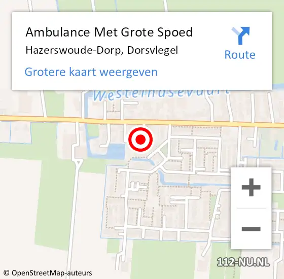 Locatie op kaart van de 112 melding: Ambulance Met Grote Spoed Naar Hazerswoude-Dorp, Dorsvlegel op 12 november 2022 08:36