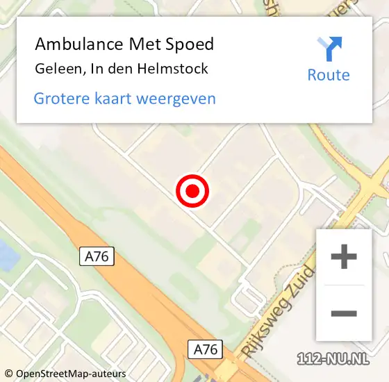 Locatie op kaart van de 112 melding: Ambulance Met Spoed Naar Geleen, In den Helmstock op 10 oktober 2013 14:22