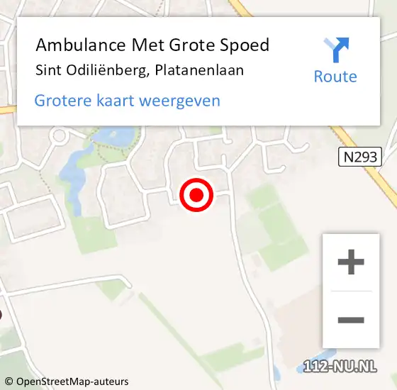 Locatie op kaart van de 112 melding: Ambulance Met Grote Spoed Naar Sint Odiliënberg, Platanenlaan op 12 november 2022 09:14