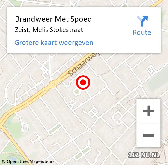 Locatie op kaart van de 112 melding: Brandweer Met Spoed Naar Zeist, Melis Stokestraat op 12 november 2022 09:20