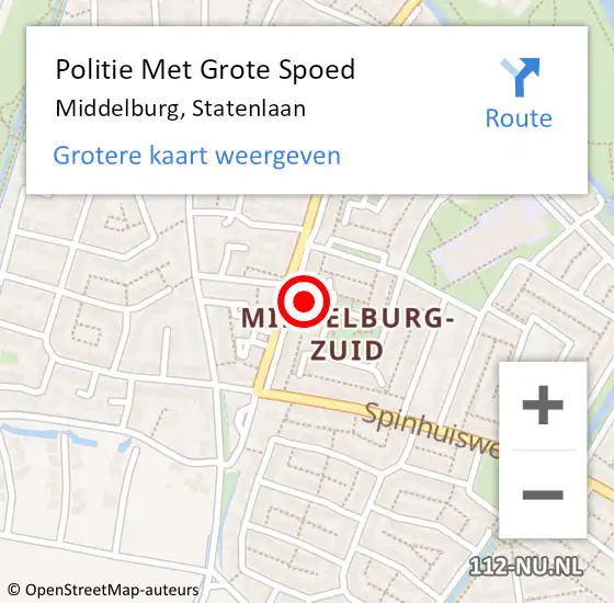 Locatie op kaart van de 112 melding: Politie Met Grote Spoed Naar Middelburg, Statenlaan op 12 november 2022 09:37