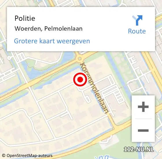 Locatie op kaart van de 112 melding: Politie Woerden, Pelmolenlaan op 12 november 2022 09:41