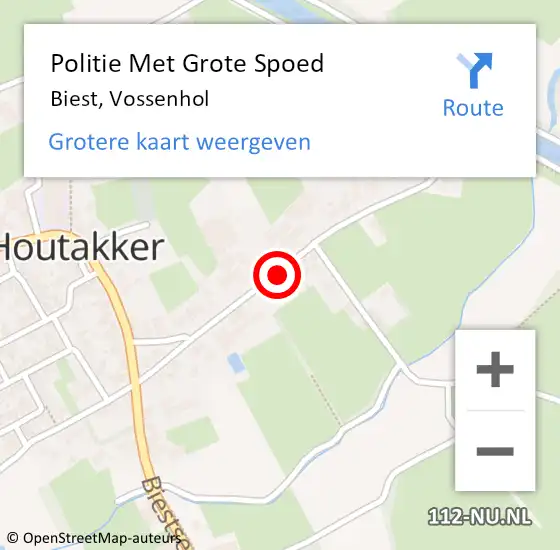 Locatie op kaart van de 112 melding: Politie Met Grote Spoed Naar Biest, Vossenhol op 12 november 2022 10:07