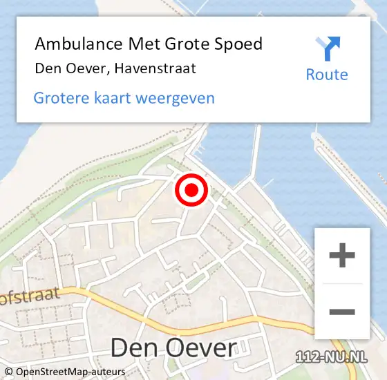 Locatie op kaart van de 112 melding: Ambulance Met Grote Spoed Naar Den Oever, Havenstraat op 12 november 2022 10:17