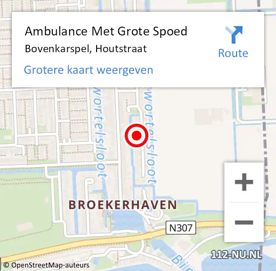 Locatie op kaart van de 112 melding: Ambulance Met Grote Spoed Naar Bovenkarspel, Houtstraat op 12 november 2022 10:51