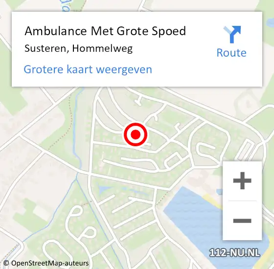 Locatie op kaart van de 112 melding: Ambulance Met Grote Spoed Naar Susteren, Hommelweg op 12 november 2022 10:51