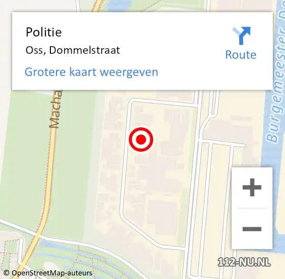 Locatie op kaart van de 112 melding: Politie Oss, Dommelstraat op 12 november 2022 11:03