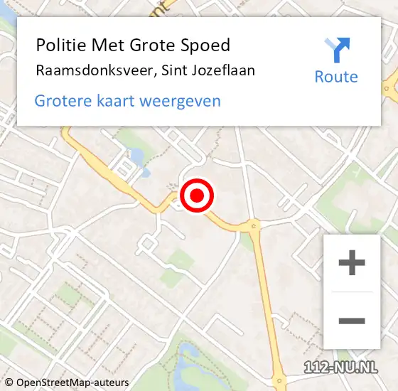 Locatie op kaart van de 112 melding: Politie Met Grote Spoed Naar Raamsdonksveer, Sint Jozeflaan op 12 november 2022 11:04