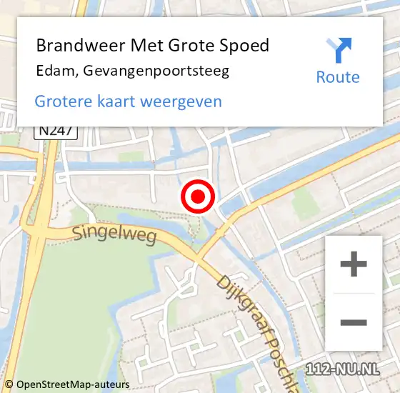 Locatie op kaart van de 112 melding: Brandweer Met Grote Spoed Naar Edam, Gevangenpoortsteeg op 4 augustus 2014 17:56