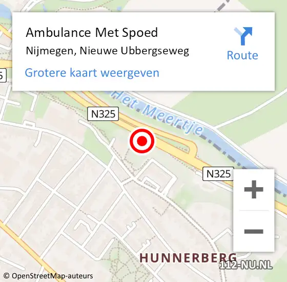 Locatie op kaart van de 112 melding: Ambulance Met Spoed Naar Nijmegen, Nieuwe Ubbergseweg op 12 november 2022 11:42