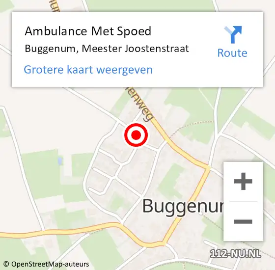 Locatie op kaart van de 112 melding: Ambulance Met Spoed Naar Buggenum, Meester Joostenstraat op 12 november 2022 12:15