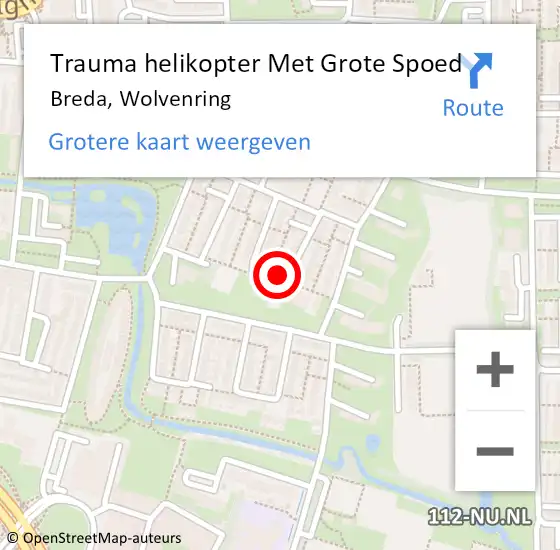 Locatie op kaart van de 112 melding: Trauma helikopter Met Grote Spoed Naar Breda, Wolvenring op 12 november 2022 12:16