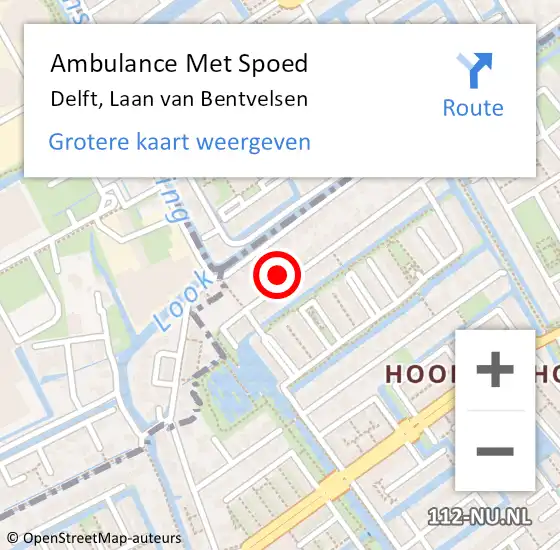 Locatie op kaart van de 112 melding: Ambulance Met Spoed Naar Delft, Laan van Bentvelsen op 12 november 2022 12:20