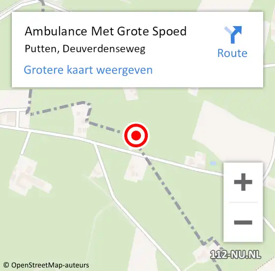 Locatie op kaart van de 112 melding: Ambulance Met Grote Spoed Naar Putten, Deuverdenseweg op 12 november 2022 12:31