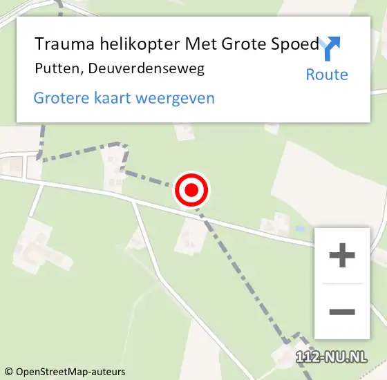 Locatie op kaart van de 112 melding: Trauma helikopter Met Grote Spoed Naar Putten, Deuverdenseweg op 12 november 2022 12:32