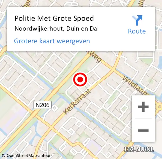 Locatie op kaart van de 112 melding: Politie Met Grote Spoed Naar Noordwijkerhout, Duin en Dal op 12 november 2022 12:33