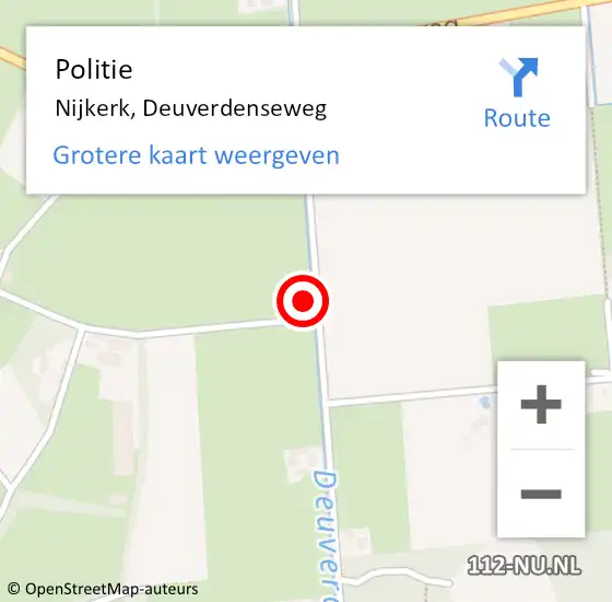 Locatie op kaart van de 112 melding: Politie Nijkerk, Deuverdenseweg op 12 november 2022 12:37