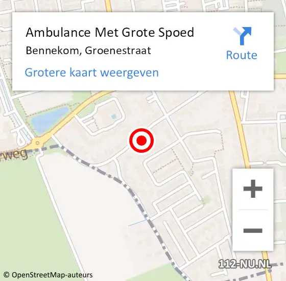 Locatie op kaart van de 112 melding: Ambulance Met Grote Spoed Naar Bennekom, Groenestraat op 12 november 2022 12:40