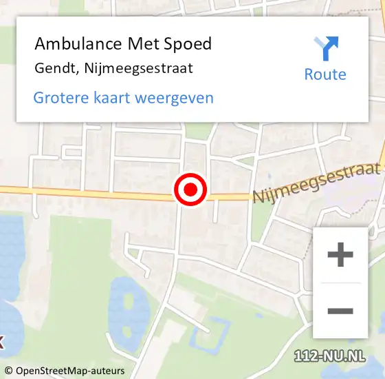 Locatie op kaart van de 112 melding: Ambulance Met Spoed Naar Gendt, Nijmeegsestraat op 12 november 2022 13:07