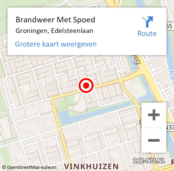 Locatie op kaart van de 112 melding: Brandweer Met Spoed Naar Groningen, Edelsteenlaan op 12 november 2022 13:35