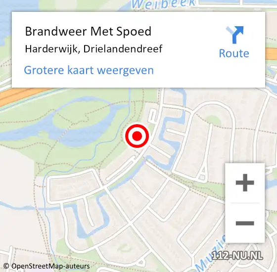 Locatie op kaart van de 112 melding: Brandweer Met Spoed Naar Harderwijk, Drielandendreef op 12 november 2022 13:57