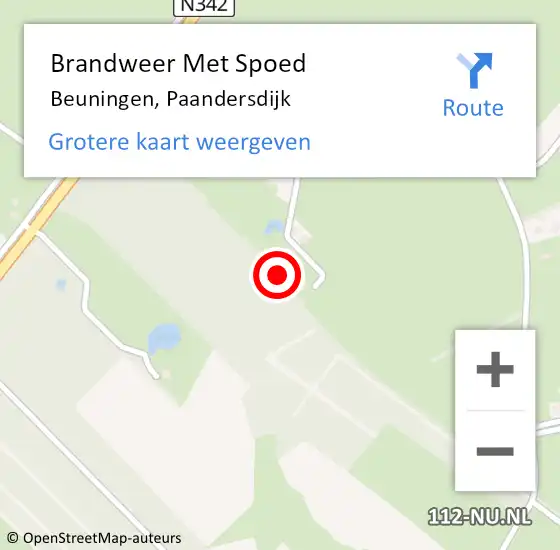 Locatie op kaart van de 112 melding: Brandweer Met Spoed Naar Beuningen, Paandersdijk op 12 november 2022 14:10