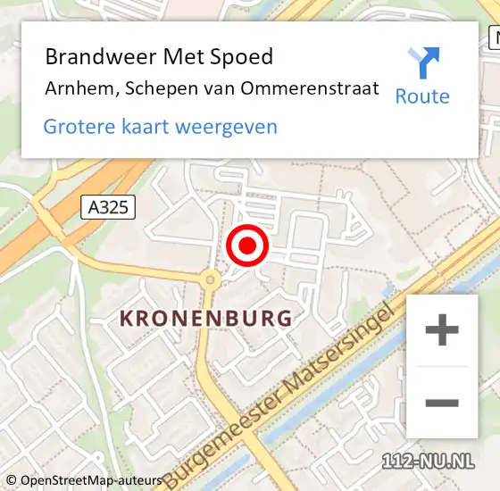 Locatie op kaart van de 112 melding: Brandweer Met Spoed Naar Arnhem, Schepen van Ommerenstraat op 12 november 2022 14:10