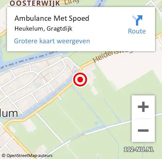 Locatie op kaart van de 112 melding: Ambulance Met Spoed Naar Heukelum, Gragtdijk op 12 november 2022 14:24