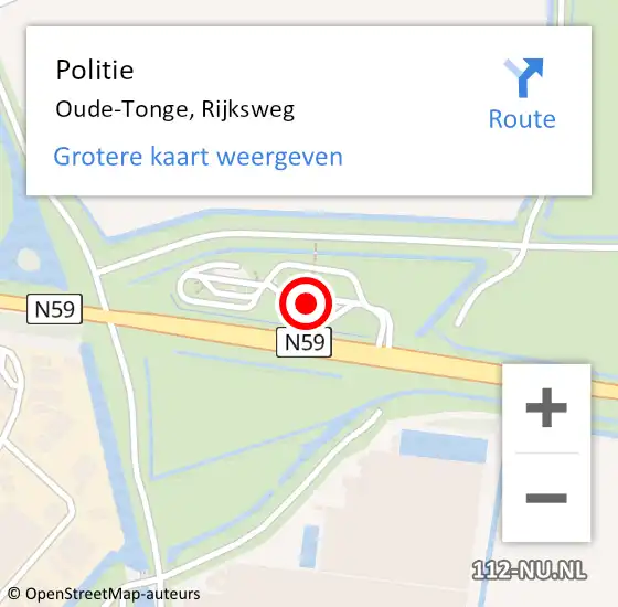 Locatie op kaart van de 112 melding: Politie Oude-Tonge, Rijksweg op 12 november 2022 14:46