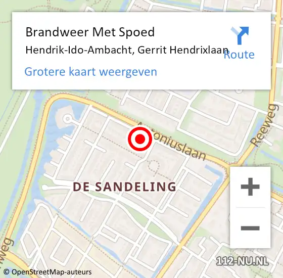 Locatie op kaart van de 112 melding: Brandweer Met Spoed Naar Hendrik-Ido-Ambacht, Gerrit Hendrixlaan op 12 november 2022 15:14